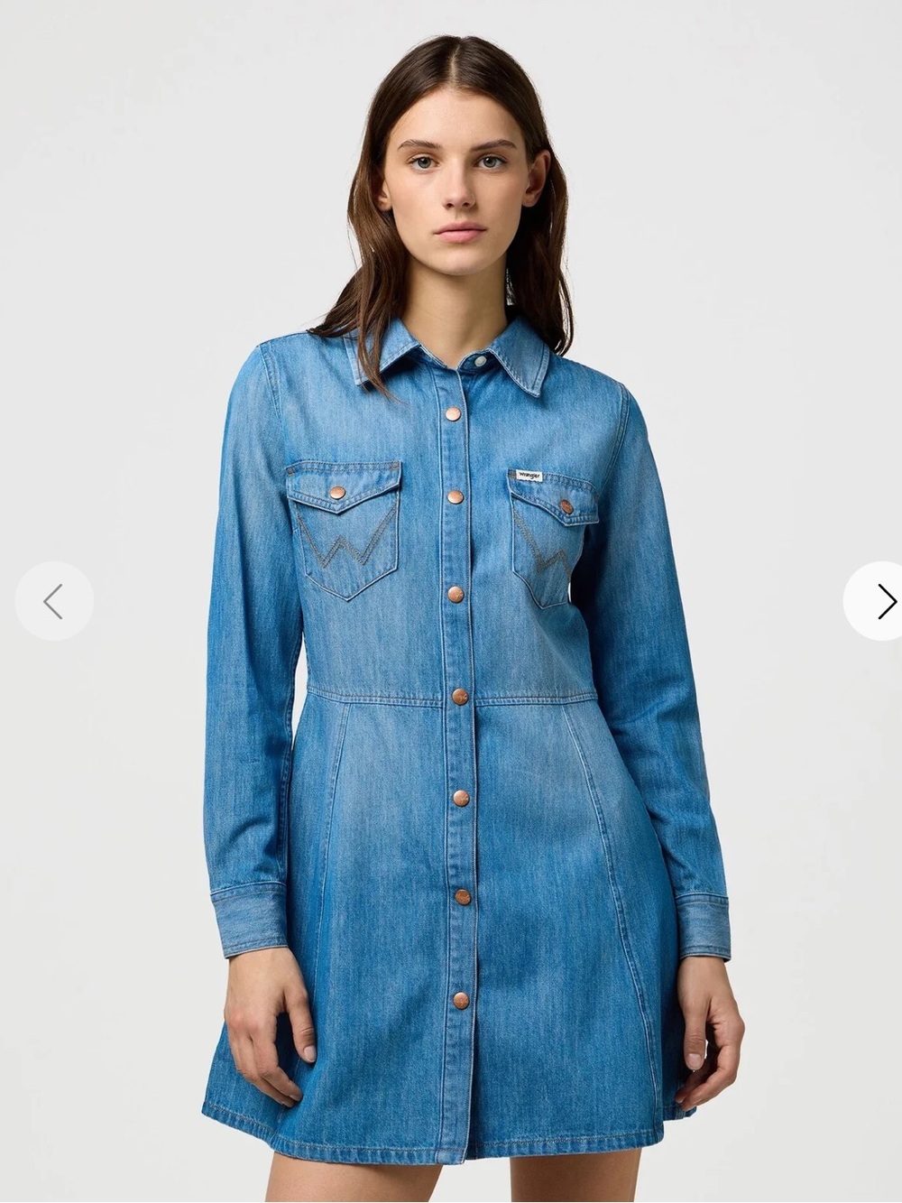 NWT Wrangler Blue Denim Snap-Front Dress in Size S